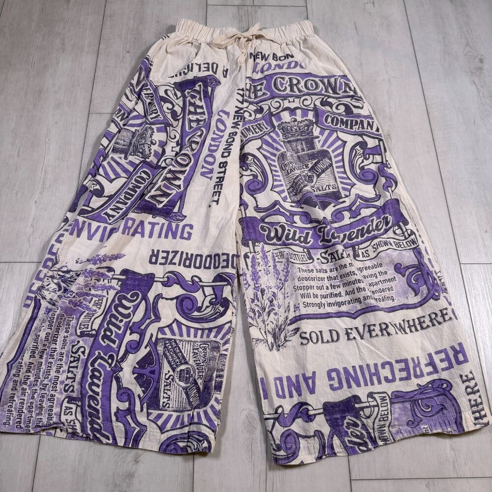 Vintage Sack Pants XS/Small Purple Lightweight Breathable Pockets Wide Leg